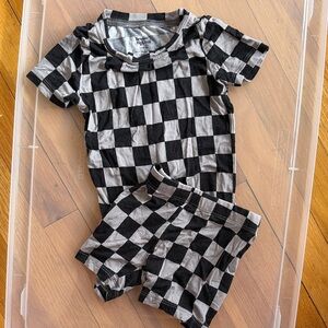 Dream big little co short Set in Black and Gray Checkered Design